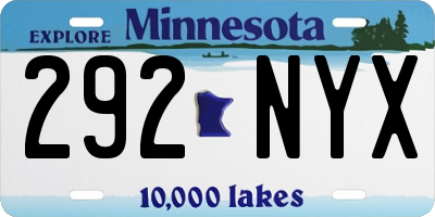 MN license plate 292NYX