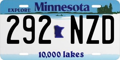 MN license plate 292NZD