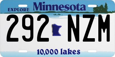 MN license plate 292NZM