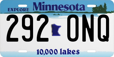 MN license plate 292ONQ