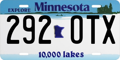 MN license plate 292OTX