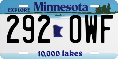 MN license plate 292OWF
