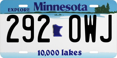MN license plate 292OWJ