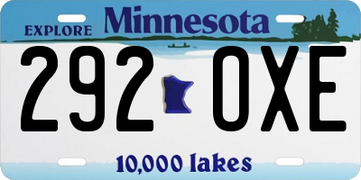 MN license plate 292OXE
