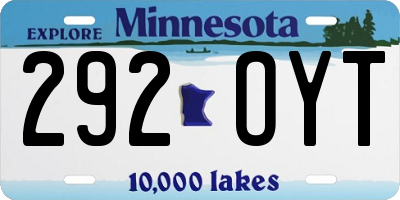 MN license plate 292OYT