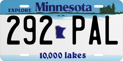 MN license plate 292PAL