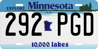 MN license plate 292PGD