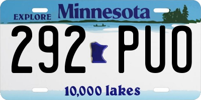 MN license plate 292PUO
