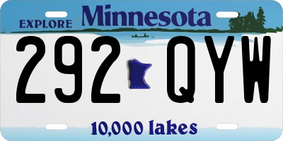 MN license plate 292QYW