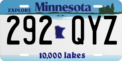 MN license plate 292QYZ