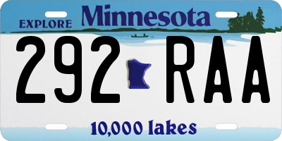 MN license plate 292RAA