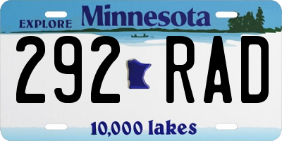 MN license plate 292RAD