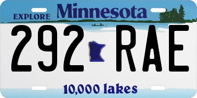 MN license plate 292RAE