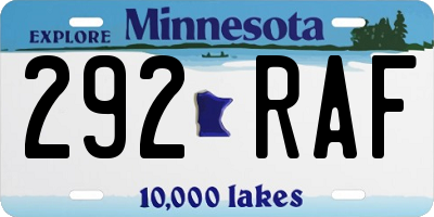 MN license plate 292RAF