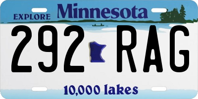 MN license plate 292RAG