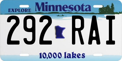 MN license plate 292RAI
