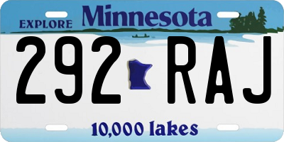 MN license plate 292RAJ