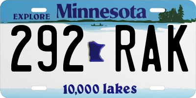 MN license plate 292RAK