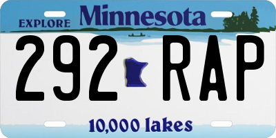 MN license plate 292RAP