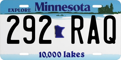 MN license plate 292RAQ