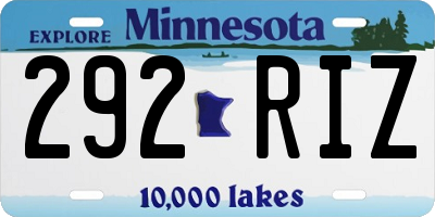 MN license plate 292RIZ