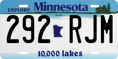MN license plate 292RJM