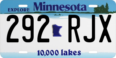 MN license plate 292RJX