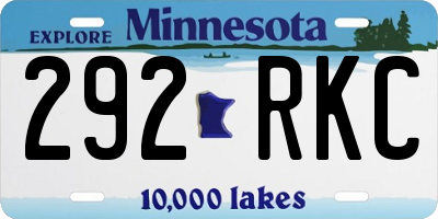 MN license plate 292RKC