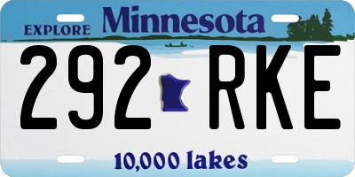 MN license plate 292RKE