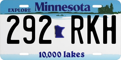 MN license plate 292RKH