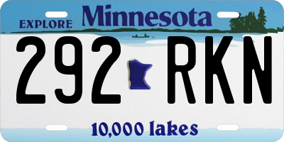 MN license plate 292RKN