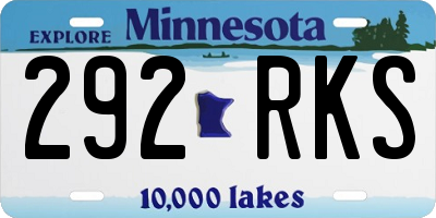 MN license plate 292RKS
