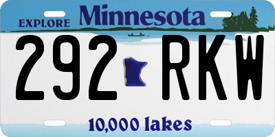 MN license plate 292RKW