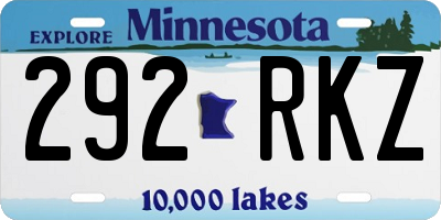 MN license plate 292RKZ