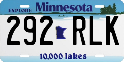 MN license plate 292RLK