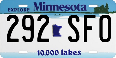MN license plate 292SFO