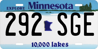 MN license plate 292SGE