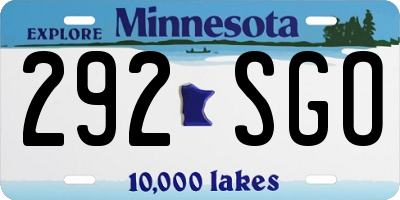 MN license plate 292SGO