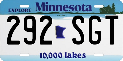 MN license plate 292SGT