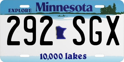 MN license plate 292SGX