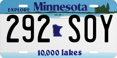 MN license plate 292SOY