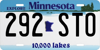 MN license plate 292STO