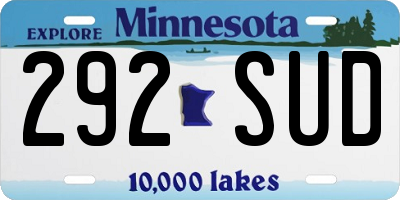 MN license plate 292SUD