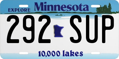 MN license plate 292SUP