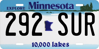 MN license plate 292SUR