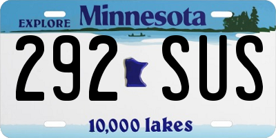 MN license plate 292SUS