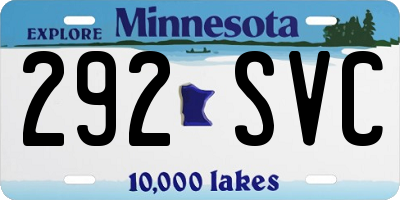 MN license plate 292SVC
