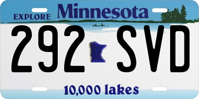 MN license plate 292SVD