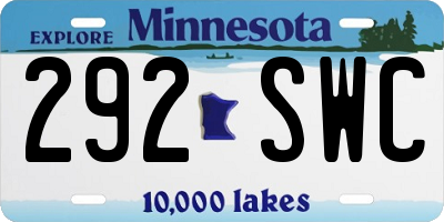 MN license plate 292SWC