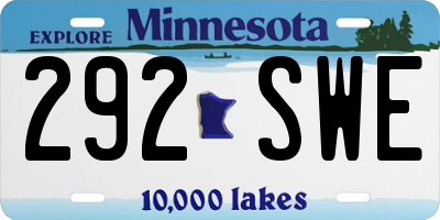 MN license plate 292SWE